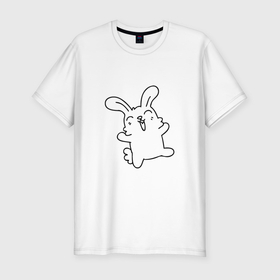 Мужская футболка хлопок Slim с принтом Happy Bunny в Санкт-Петербурге, 92% хлопок, 8% лайкра | приталенный силуэт, круглый вырез ворота, длина до линии бедра, короткий рукав | Тематика изображения на принте: 