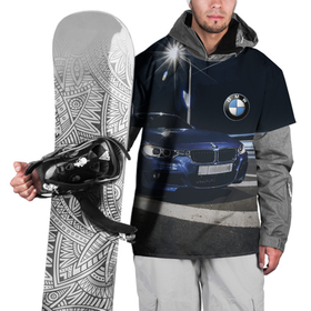 Накидка на куртку 3D с принтом BMW  на ночной трассе в Петрозаводске, 100% полиэстер |  | Тематика изображения на принте: 