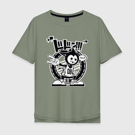 Мужская футболка хлопок Oversize с принтом Кот вратарь в сникерсах в Тюмени, 100% хлопок | свободный крой, круглый ворот, “спинка” длиннее передней части | 