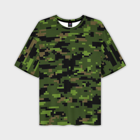 Мужская футболка OVERSIZE 3D с принтом Камуфляж лесной пиксель в Санкт-Петербурге,  |  | 