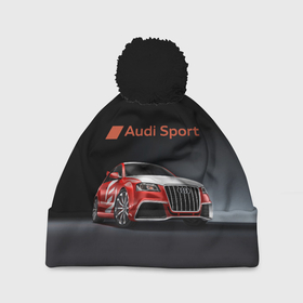 Шапка 3D c помпоном с принтом Audi sport   racing team в Петрозаводске, 100% полиэстер | универсальный размер, печать по всей поверхности изделия | 