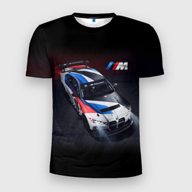 Мужская футболка 3D Slim с принтом BMW M4 GT4   M Performance   Motorsport в Курске, 100% полиэстер с улучшенными характеристиками | приталенный силуэт, круглая горловина, широкие плечи, сужается к линии бедра | Тематика изображения на принте: 