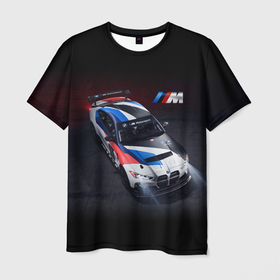 Мужская футболка 3D с принтом BMW M4 GT4   M Performance   Motorsport в Тюмени, 100% полиэфир | прямой крой, круглый вырез горловины, длина до линии бедер | 