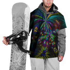 Накидка на куртку 3D с принтом Праздничный неоновый салют на темном небе в Санкт-Петербурге, 100% полиэстер |  | Тематика изображения на принте: 