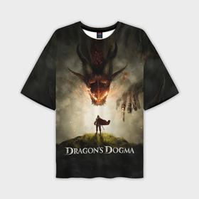 Мужская футболка oversize 3D с принтом Рыцарь и дракон Dragons dogma в Новосибирске,  |  | 