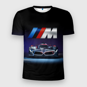 Мужская футболка 3D Slim с принтом BMW M Performance Motorsport в Екатеринбурге, 100% полиэстер с улучшенными характеристиками | приталенный силуэт, круглая горловина, широкие плечи, сужается к линии бедра | 