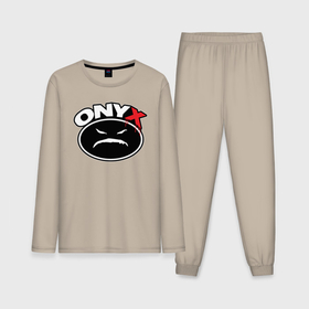 Мужская пижама хлопок (с лонгсливом) с принтом Onyx   black logo в Екатеринбурге,  |  | Тематика изображения на принте: 