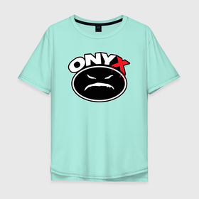 Мужская футболка хлопок Oversize с принтом Onyx   black logo в Курске, 100% хлопок | свободный крой, круглый ворот, “спинка” длиннее передней части | 