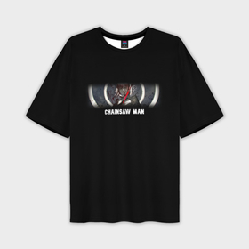 Мужская футболка OVERSIZE 3D с принтом Человек бензопила Макима на фоне кругов в Тюмени,  |  | 