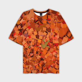 Мужская футболка OVERSIZE 3D с принтом Оранжевые кубы в абстракции в Белгороде,  |  | Тематика изображения на принте: 