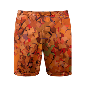 Мужские шорты спортивные с принтом Оранжевые кубы в абстракции в Белгороде,  |  | 