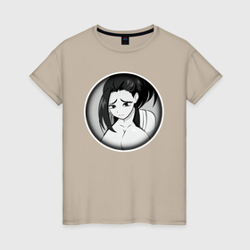 Женская футболка хлопок с принтом Ахегао девушка с формами в Курске, 100% хлопок | прямой крой, круглый вырез горловины, длина до линии бедер, слегка спущенное плечо | 