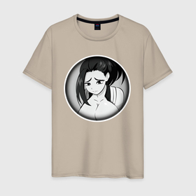 Мужская футболка хлопок с принтом Ахегао девушка с формами в Курске, 100% хлопок | прямой крой, круглый вырез горловины, длина до линии бедер, слегка спущенное плечо. | 