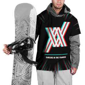 Накидка на куртку 3D с принтом Символ Darling in the FranXX в стиле glitch на темном фоне в Кировске, 100% полиэстер |  | 