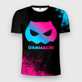 Мужская футболка 3D Slim с принтом DanMachi   neon gradient в Екатеринбурге, 100% полиэстер с улучшенными характеристиками | приталенный силуэт, круглая горловина, широкие плечи, сужается к линии бедра | Тематика изображения на принте: 