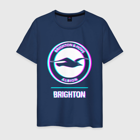 Мужская футболка хлопок с принтом Brighton FC в стиле glitch в Белгороде, 100% хлопок | прямой крой, круглый вырез горловины, длина до линии бедер, слегка спущенное плечо. | 