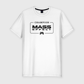 Мужская футболка хлопок Slim с принтом Mass Effect gaming champion: рамка с лого и джойстиком , 92% хлопок, 8% лайкра | приталенный силуэт, круглый вырез ворота, длина до линии бедра, короткий рукав | 