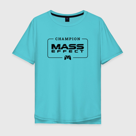 Мужская футболка хлопок Oversize с принтом Mass Effect gaming champion: рамка с лого и джойстиком в Тюмени, 100% хлопок | свободный крой, круглый ворот, “спинка” длиннее передней части | 