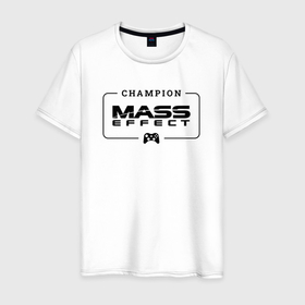 Мужская футболка хлопок с принтом Mass Effect gaming champion: рамка с лого и джойстиком в Тюмени, 100% хлопок | прямой крой, круглый вырез горловины, длина до линии бедер, слегка спущенное плечо. | 