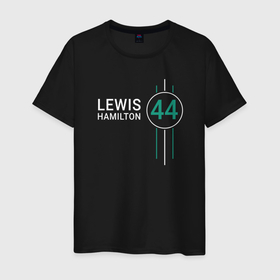 Мужская футболка хлопок с принтом Льюис Хэмилтон 44 Формула 1 в Белгороде, 100% хлопок | прямой крой, круглый вырез горловины, длина до линии бедер, слегка спущенное плечо. | 