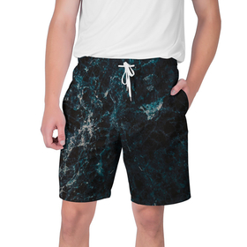Мужские шорты 3D с принтом Синий мрамор с прожилками в Белгороде,  полиэстер 100% | прямой крой, два кармана без застежек по бокам. Мягкая трикотажная резинка на поясе, внутри которой широкие завязки. Длина чуть выше колен | 
