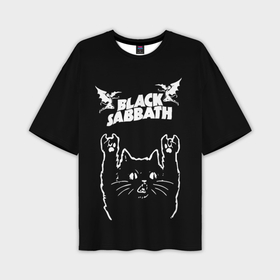 Мужская футболка OVERSIZE 3D с принтом Black Sabbath рок кот в Петрозаводске,  |  | 