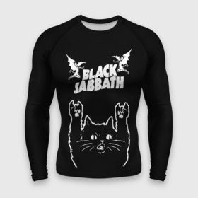 Мужской рашгард 3D с принтом Black Sabbath рок кот в Екатеринбурге,  |  | 