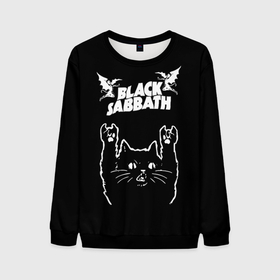 Мужской свитшот 3D с принтом Black Sabbath рок кот в Кировске, 100% полиэстер с мягким внутренним слоем | круглый вырез горловины, мягкая резинка на манжетах и поясе, свободная посадка по фигуре | 