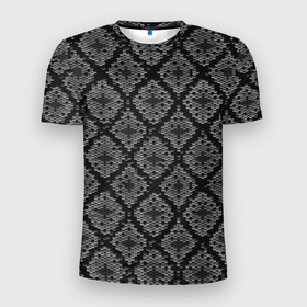 Мужская футболка 3D Slim с принтом Змеиная кожа в Белгороде, 100% полиэстер с улучшенными характеристиками | приталенный силуэт, круглая горловина, широкие плечи, сужается к линии бедра | 