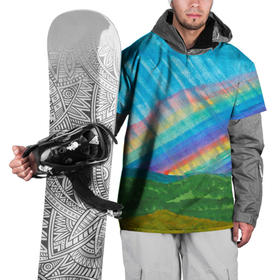 Накидка на куртку 3D с принтом Летний дождь радуга в Тюмени, 100% полиэстер |  | 