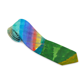 Галстук 3D с принтом Летний дождь радуга в Тюмени, 100% полиэстер | Длина 148 см; Плотность 150-180 г/м2 | 