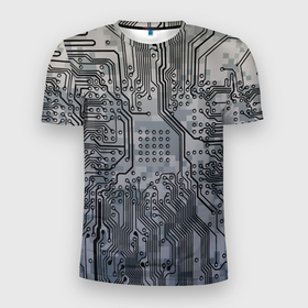 Мужская футболка 3D Slim с принтом Electronic pixel camouflage в Санкт-Петербурге, 100% полиэстер с улучшенными характеристиками | приталенный силуэт, круглая горловина, широкие плечи, сужается к линии бедра | Тематика изображения на принте: 