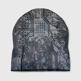 Шапка 3D с принтом Electronic pixel camouflage в Тюмени, 100% полиэстер | универсальный размер, печать по всей поверхности изделия | 