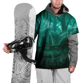 Накидка на куртку 3D с принтом Причал у болота в Екатеринбурге, 100% полиэстер |  | 