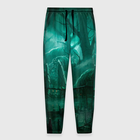 Мужские брюки 3D с принтом Причал у болота в Екатеринбурге, 100% полиэстер | манжеты по низу, эластичный пояс регулируется шнурком, по бокам два кармана без застежек, внутренняя часть кармана из мелкой сетки | 