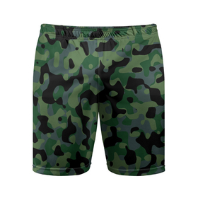 Мужские шорты спортивные с принтом Камуфляж WW2 Tropics Verdant ,  |  | Тематика изображения на принте: 