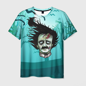 Мужская футболка 3D с принтом Голова зомби в Курске, 100% полиэфир | прямой крой, круглый вырез горловины, длина до линии бедер | 