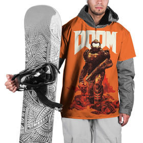 Накидка на куртку 3D с принтом DOOM   Doomguy в Санкт-Петербурге, 100% полиэстер |  | 