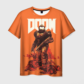 Мужская футболка 3D с принтом DOOM   Doomguy в Новосибирске, 100% полиэфир | прямой крой, круглый вырез горловины, длина до линии бедер | Тематика изображения на принте: 