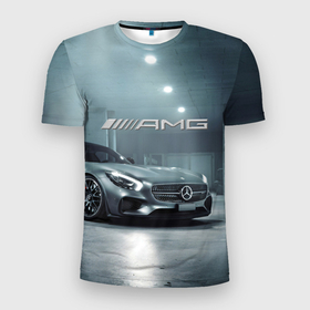 Мужская футболка 3D Slim с принтом Mercedes AMG   Motorsport в Санкт-Петербурге, 100% полиэстер с улучшенными характеристиками | приталенный силуэт, круглая горловина, широкие плечи, сужается к линии бедра | 