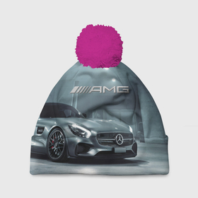 Шапка 3D c помпоном с принтом Mercedes AMG   Motorsport в Петрозаводске, 100% полиэстер | универсальный размер, печать по всей поверхности изделия | Тематика изображения на принте: 