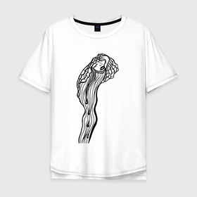 Мужская футболка хлопок Oversize с принтом Мертвое дерево черно белый анчар с ядовитым соком вытекающим из кроны в Санкт-Петербурге, 100% хлопок | свободный крой, круглый ворот, “спинка” длиннее передней части | 