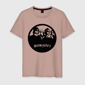 Мужская футболка хлопок с принтом Bon Jovi rock , 100% хлопок | прямой крой, круглый вырез горловины, длина до линии бедер, слегка спущенное плечо. | 