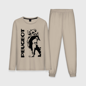 Мужская пижама хлопок (с лонгсливом) с принтом Peugeot лев в Курске,  |  | Тематика изображения на принте: 