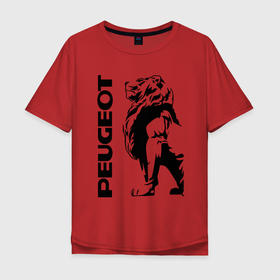 Мужская футболка хлопок Oversize с принтом Peugeot лев в Кировске, 100% хлопок | свободный крой, круглый ворот, “спинка” длиннее передней части | 