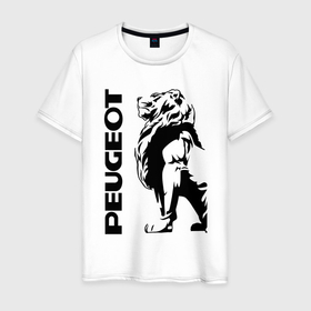 Мужская футболка хлопок с принтом Peugeot лев , 100% хлопок | прямой крой, круглый вырез горловины, длина до линии бедер, слегка спущенное плечо. | 