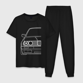 Мужская пижама хлопок с принтом BMW 3 й серии E30 , 100% хлопок | брюки и футболка прямого кроя, без карманов, на брюках мягкая резинка на поясе и по низу штанин
 | 