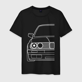 Мужская футболка хлопок с принтом BMW 3 й серии E30 в Кировске, 100% хлопок | прямой крой, круглый вырез горловины, длина до линии бедер, слегка спущенное плечо. | 