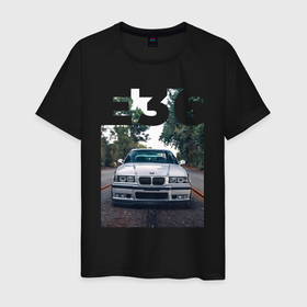 Мужская футболка хлопок с принтом BMW E36 , 100% хлопок | прямой крой, круглый вырез горловины, длина до линии бедер, слегка спущенное плечо. | 