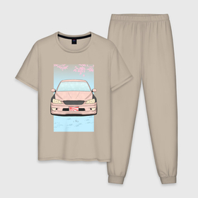 Мужская пижама хлопок с принтом Toyota Altezza stance alternative в Курске, 100% хлопок | брюки и футболка прямого кроя, без карманов, на брюках мягкая резинка на поясе и по низу штанин
 | Тематика изображения на принте: 
